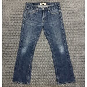 Levi 527 Jeans Men 34x30 Blue Low Bootcut Denim Western Y2K Distressed Dark Wash